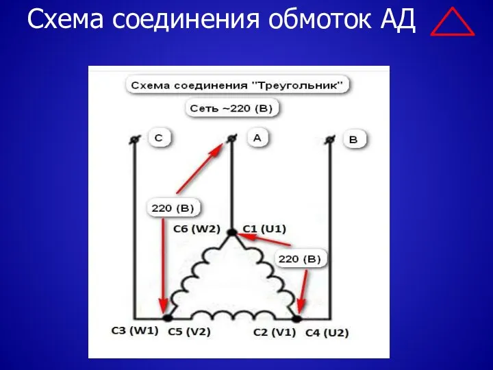 Схема соединения обмоток АД