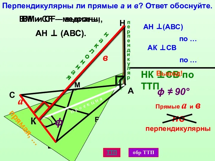 К А В С H Перпендикулярны ли прямые а и в?