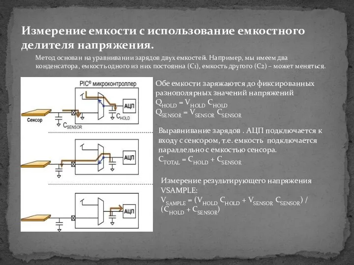 Измерение емкости с использование емкостного делителя напряжения. Метод основан на уравнивании