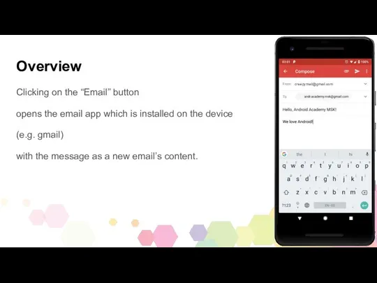 Overview Clicking on the “Email” button opens the email app which