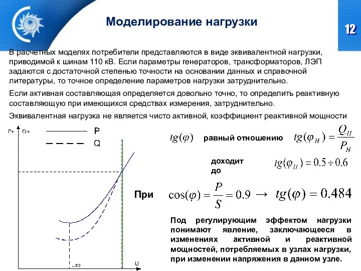 Моделирование нагрузки Под регулирующим эффектом нагрузки понимают явление, заключающееся в изменениях