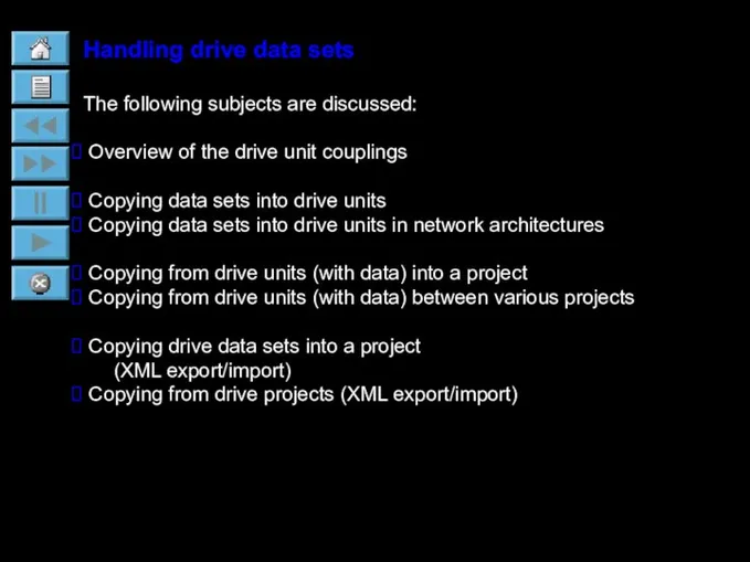 Handling drive data sets The following subjects are discussed: Overview of