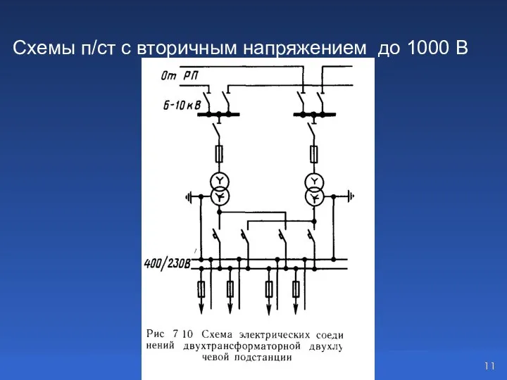 Схемы п/ст с вторичным напряжением до 1000 В