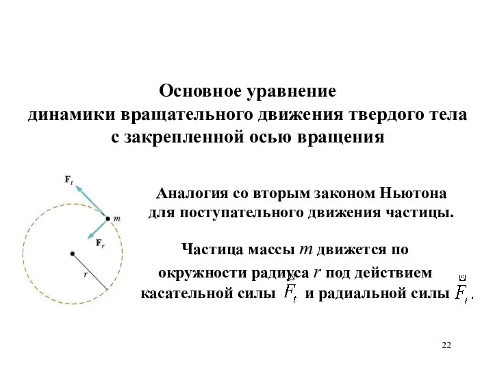 Основное уравнение динамики вращательного движения твердого тела с закрепленной осью вращения