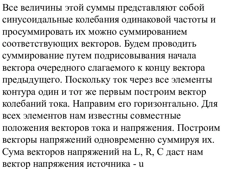 Все величины этой суммы представляют собой синусоидальные колебания одинаковой частоты и