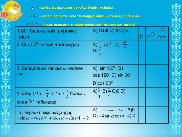 - қайталауды қажет етпейді бәрін түсіндім – келесі сабақта осы тапсырма