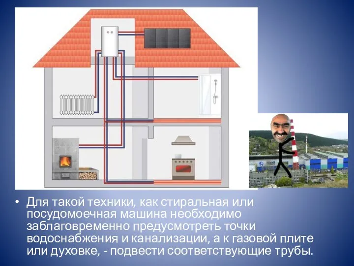 Для такой техники, как стиральная или посудомоечная машина необходимо заблаговременно предусмотреть