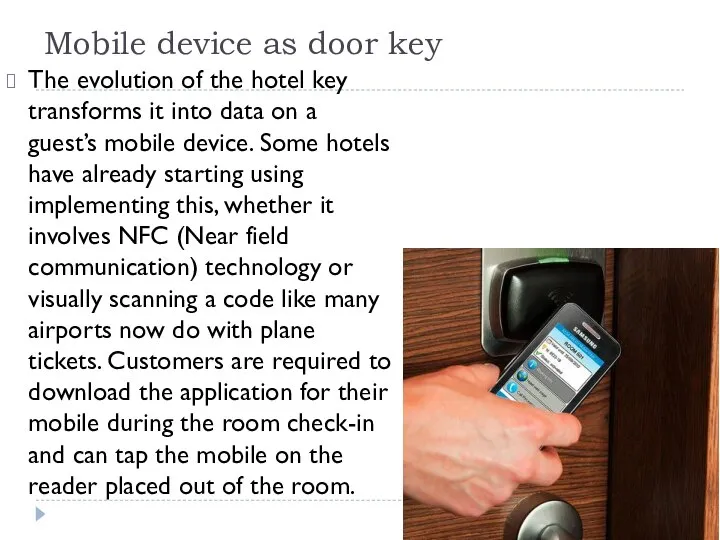 Mobile device as door key The evolution of the hotel key