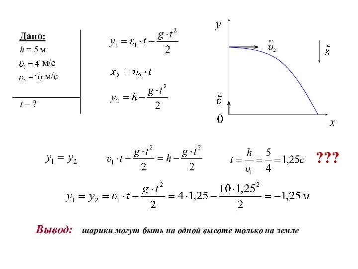 Вывод: шарики могут быть на одной высоте только на земле ???