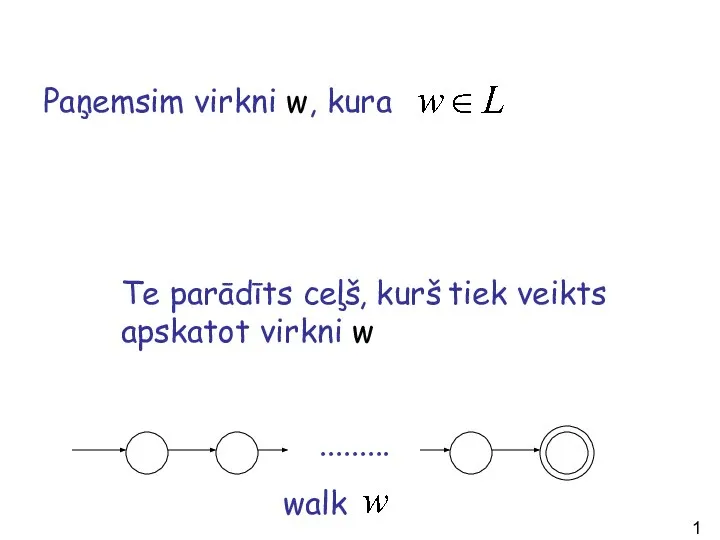 Paņemsim virkni w, kura Te parādīts ceļš, kurš tiek veikts apskatot virkni w ......... walk