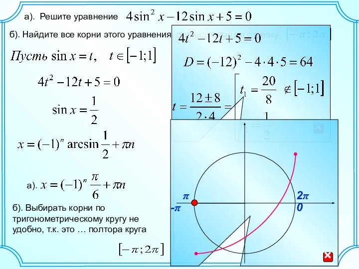 Решение уравнений C 22, по тригонометрии