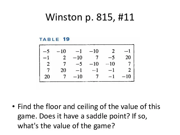 Winston p. 815, #11 Find the floor and ceiling of the