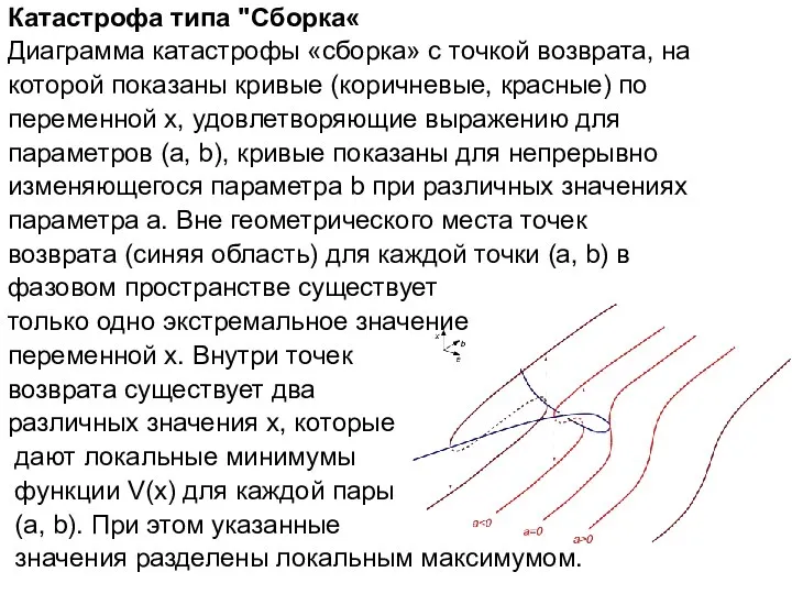 Катастрофа типа "Сборка« Диаграмма катастрофы «сборка» с точкой возврата, на которой