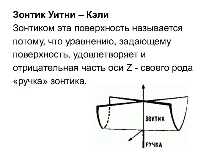 Зонтик Уитни – Кэли Зонтиком эта поверхность называется потому, что уравнению,