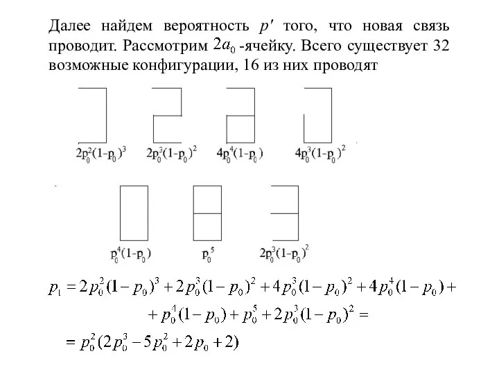 Далее найдем вероятность p' того, что новая связь проводит. Рассмотрим -ячейку.