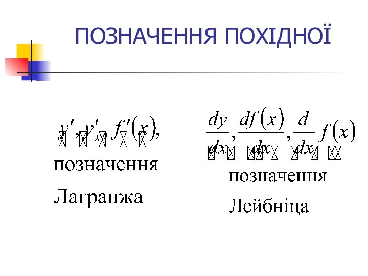 ПОЗНАЧЕННЯ ПОХІДНОЇ