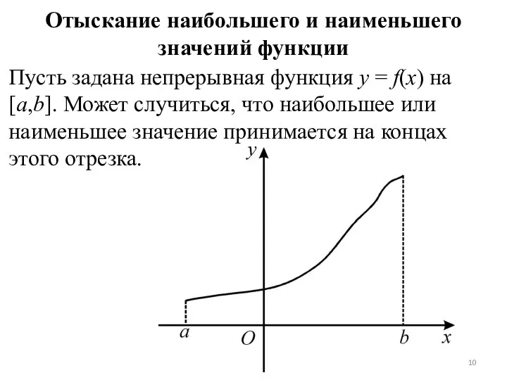 Отыскание наибольшего и наименьшего значений функции Пусть задана непрерывная функция y