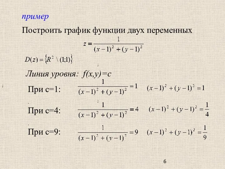 пример Построить график функции двух переменных Линия уровня: f(x,y)=с При с=1: