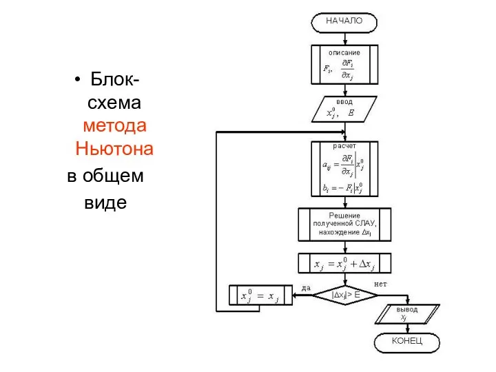 Блок-схема метода Ньютона в общем виде