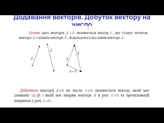 Додавання векторів. Добуток вектору на число