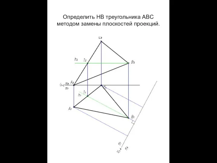 Определить НВ треугольника ABС методом замены плоскостей проекций.