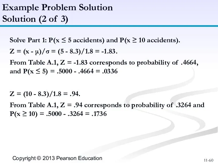 Solve Part 1: P(x ≤ 5 accidents) and P(x ≥ 10
