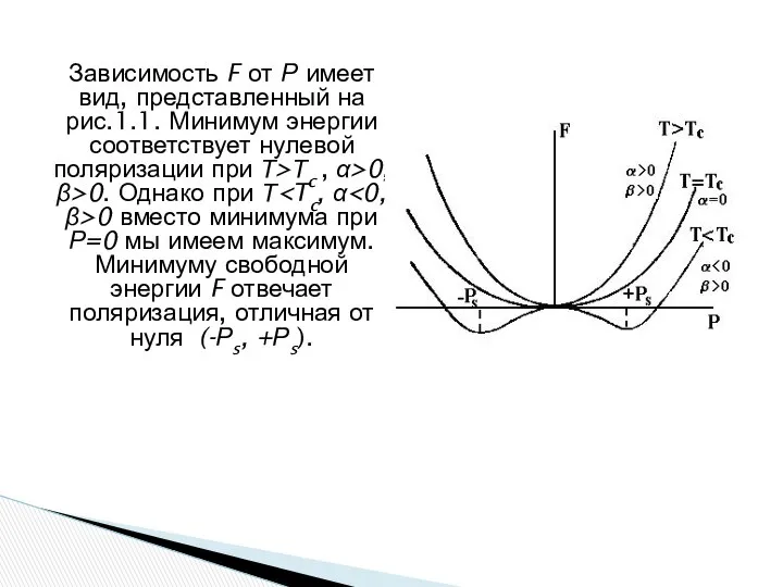 Зависимость F от Р имеет вид, представленный на рис.1.1. Минимум энергии