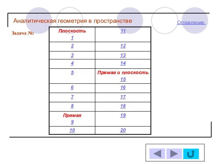 Задача №: Оглавление: Аналитическая геометрия в пространстве