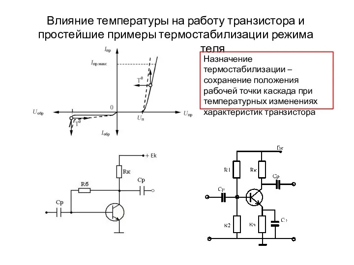 Влияние температуры на работу транзистора и простейшие примеры термостабилизации режима работы