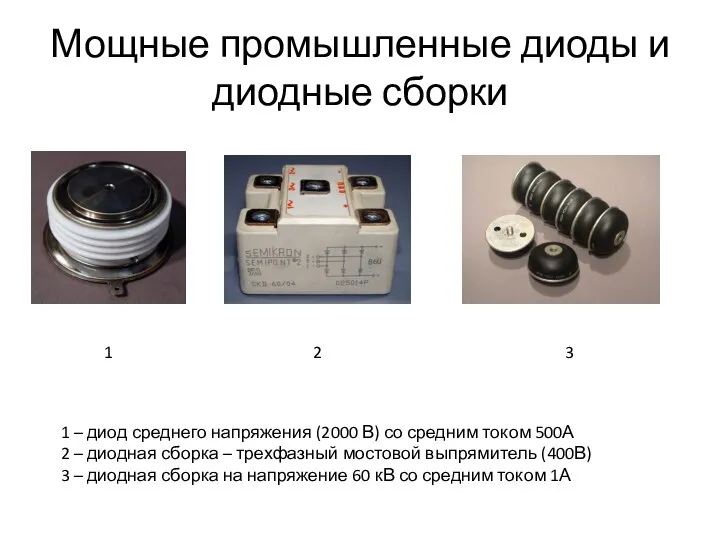 Мощные промышленные диоды и диодные сборки 1 2 3 1 –