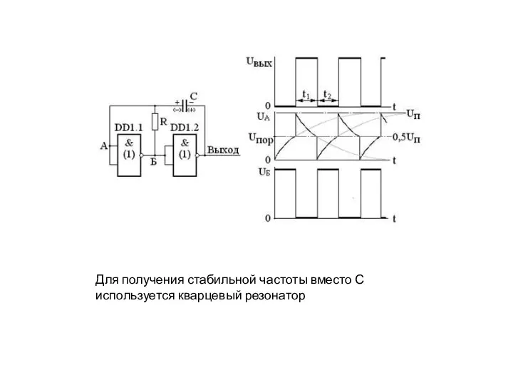 Для получения стабильной частоты вместо С используется кварцевый резонатор