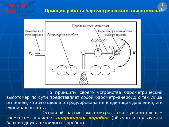 18 По принципу своего устройства барометрический высотомер по сути представляет собой