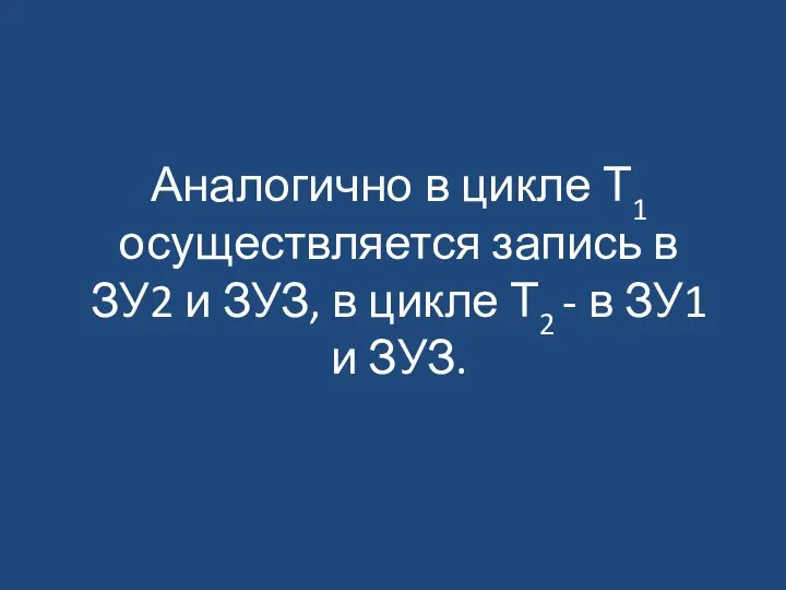 Аналогично в цикле Т1 осуществляется запись в ЗУ2 и ЗУЗ, в