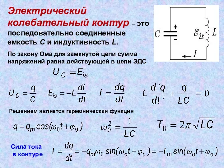 . . Электрический колебательный контур – это последовательно соединенные емкость C