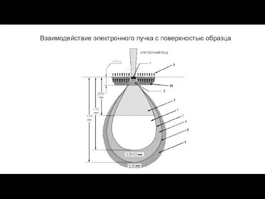 Взаимодействие электронного пучка с поверхностью образца