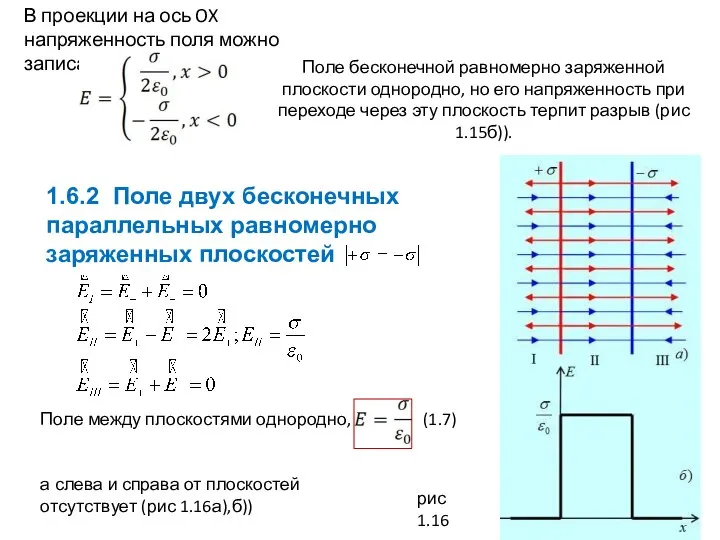 Поле бесконечной равномерно заряженной плоскости однородно, но его напряженность при переходе