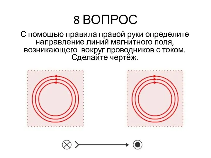 8 ВОПРОС С помощью правила правой руки определите направление линий магнитного