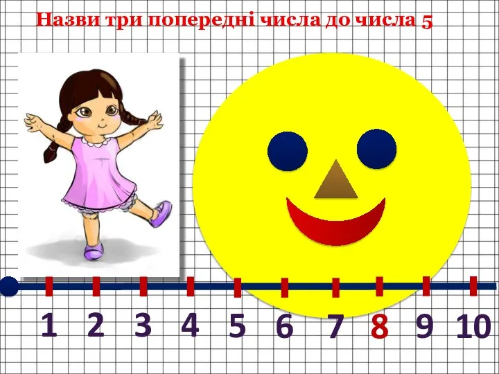 2, 3, 4 Назви три попередні числа до числа 5