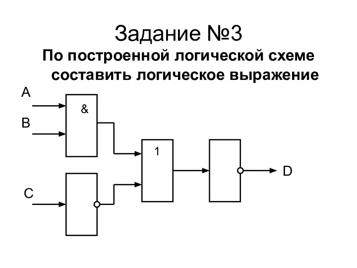 Задание №3 По построенной логической схеме составить логическое выражение & 1 A B C D