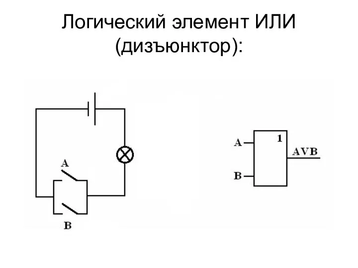 Логический элемент ИЛИ (дизъюнктор):