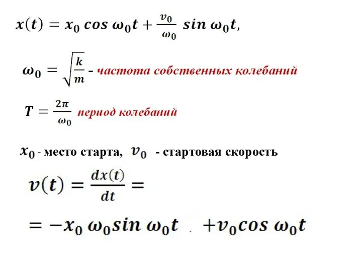 - место старта, - стартовая скорость