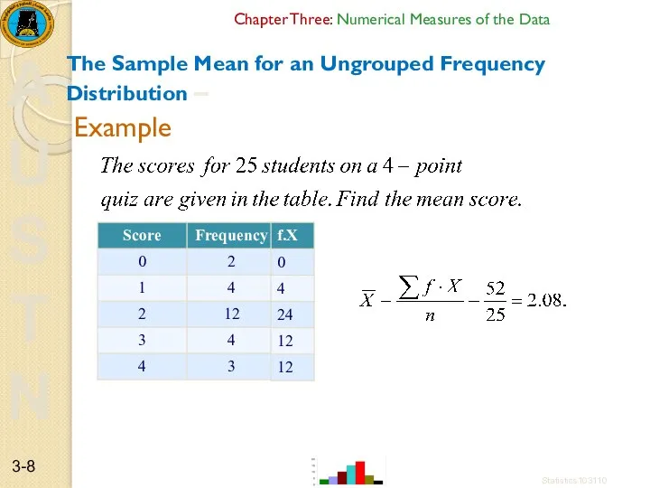 Chapter Three: Numerical Measures of the Data The Sample Mean for