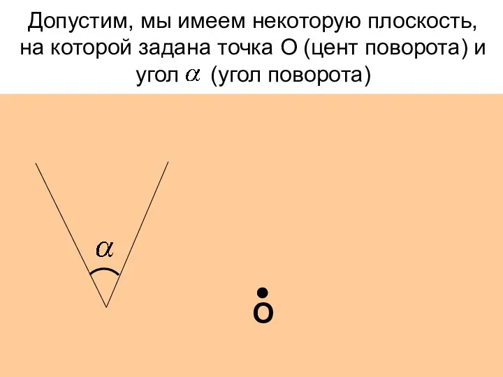 Допустим, мы имеем некоторую плоскость, на которой задана точка О (цент