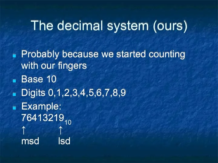 The decimal system (ours) Probably because we started counting with our