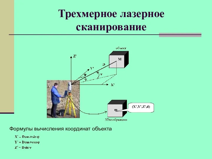 Трехмерное лазерное сканирование Формулы вычисления координат объекта