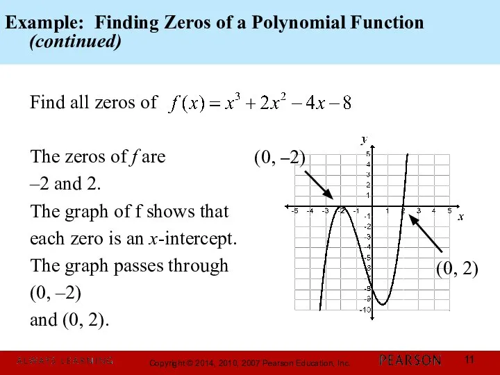 Example: Finding Zeros of a Polynomial Function (continued) Find all zeros