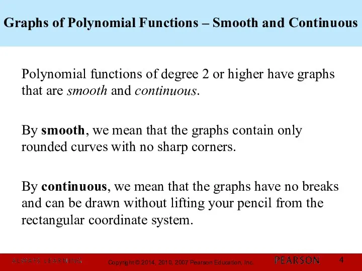 Graphs of Polynomial Functions – Smooth and Continuous Polynomial functions of