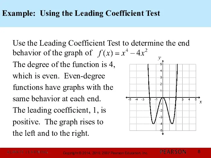 Example: Using the Leading Coefficient Test Use the Leading Coefficient Test