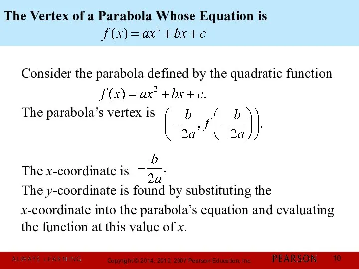 The Vertex of a Parabola Whose Equation is Consider the parabola