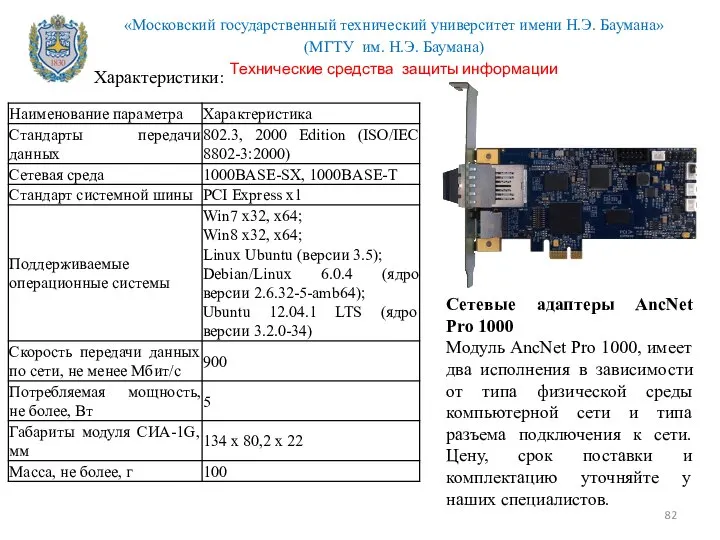 Сетевые адаптеры AncNet Pro 1000 Модуль AncNet Pro 1000, имеет два